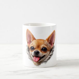 Grappig Chihuahua-gezicht 3D-ontwerp – Grappige ho Koffiemok