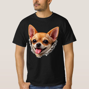 Grappig Chihuahua-gezicht 3D-ontwerp – Grappige ho T-shirt