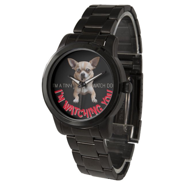Grappig Chihuahua Horloge Hond Horloge (Gekanteld)