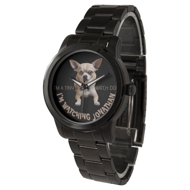 Grappig Chihuahua Horloge Hond Horloge (Gekanteld)