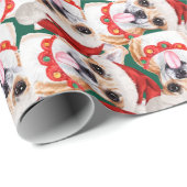 Grappig Chihuahua Kerstpatroon Cadeaupapier (Rol Hoek)