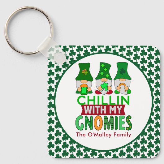 Grappig Chillen met Mijn Gnomies St Patricks Day Sleutelhanger (Voorkant)