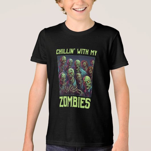 Grappig chillen met mijn zombies Tri-Blend shirt (Voorkant)