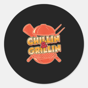Grappig Chillin en Grillin Vlees Brisket BB Ronde Sticker
