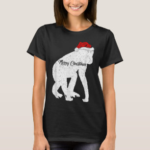 Grappig Chimpansee Dierenvriend Santa Hat Chimpanz T-shirt
