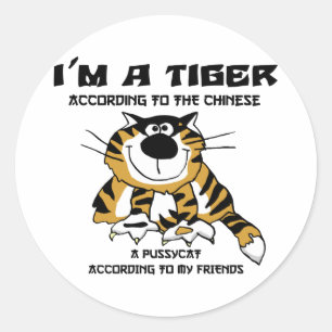 Grappig Chinees Zodiac Tiger Gift Ronde Sticker