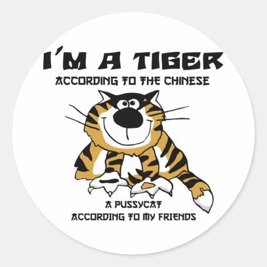 Grappig Chinees Zodiac Tiger Gift Ronde Sticker (Voorkant)