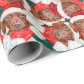 Grappig Chocolade Dachshund Kerstpatroon Cadeaupapier (Rol Hoek)