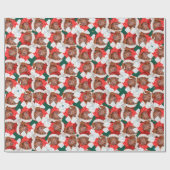 Grappig Chocolade Dackel Kerstpatroon Cadeaupapier (Vlak)