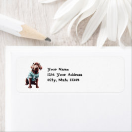 Grappig Chocolade Lab in Kerstmis Sweater Adres Etiket