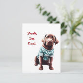 Grappig Chocolade Lab in Kersttrui Feestdagenkaart (Staand voorkant)