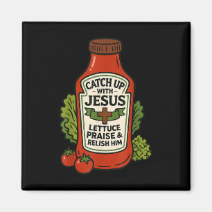 Grappig christelijk geloof ketchup grap bijblijven magneet