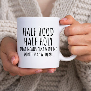 Grappig Christelijk Jesus Half Hood Half Holy Scri Tweekleurige Koffiemok