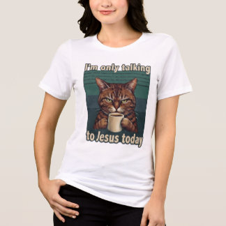 Grappig Christelijk Kat Cafeïne Stemming Grafisch Tri-Blend Shirt