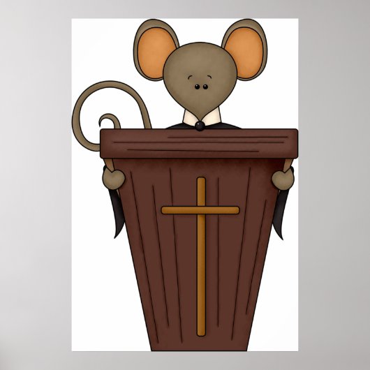 Grappig christelijk kerk muis karakter poster (Voorkant)