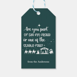 Grappig Christelijk Kerstmis Geboorte Groen Cadeaulabel