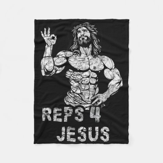 Grappig Christelijk Reps 4 Jesus Funny Workout Bod Fleece Deken (Voorkant)