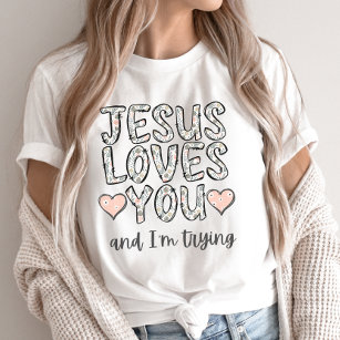 Grappig Christelijk T-shirt, Jezus houdt van jou e T-shirt