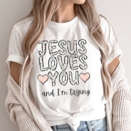 Grappig Christelijk T-shirt, Jezus houdt van jou e T-shirt