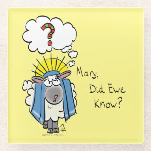 Grappig Christelijke kerststaartschapen Glazen Onderzetter