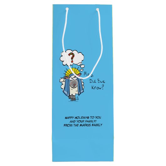 Grappig Christelijke kerststaartschapen Wijn Cadeautas (Achterkant)