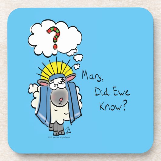 Grappig Christelijke kerststaartschapenkap-Cartoon Bier Onderzetter (Voorkant)