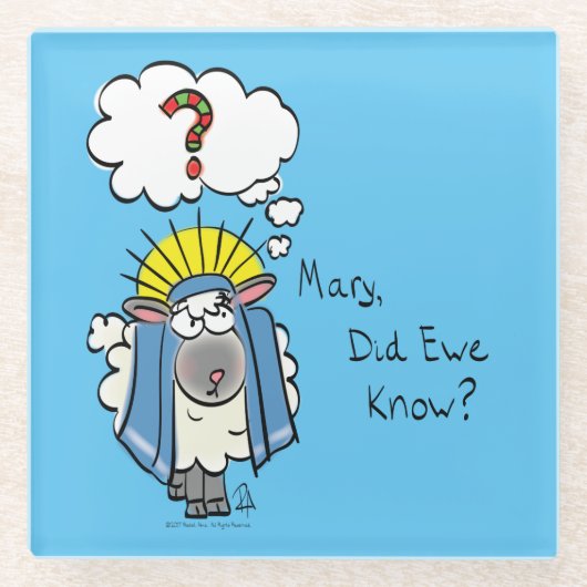 Grappig Christelijke kerststaartschapenkap-Cartoon Glazen Onderzetter (Voorkant)