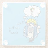 Grappig Christelijke kerststaartschapenkap-Cartoon Glazen Onderzetter (Achterkant)