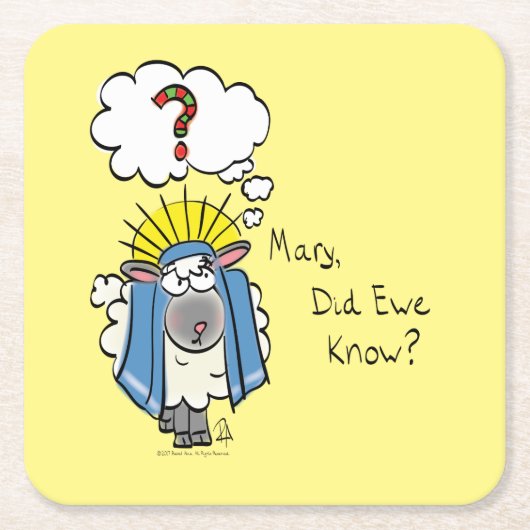 Grappig Christelijke kerststaartschapenkap-Cartoon Kartonnen Onderzetters (Voorkant)