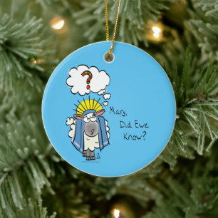 Grappig Christelijke kerststaartschapenkap-Cartoon Keramisch Ornament