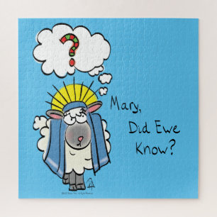 Grappig Christelijke kerststaartschapenkap-Cartoon Legpuzzel