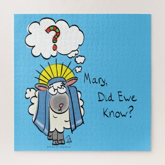 Grappig Christelijke kerststaartschapenkap-Cartoon Legpuzzel (Verticaal)