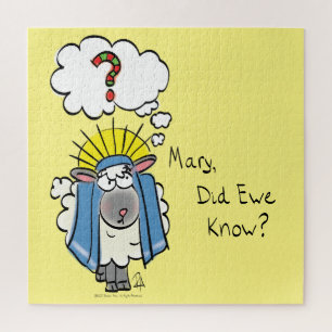 Grappig Christelijke kerststaartschapenkap-Cartoon Legpuzzel