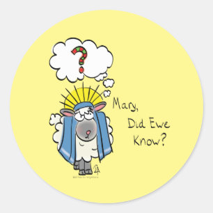 Grappig Christelijke kerststaartschapenkap-Cartoon Ronde Sticker