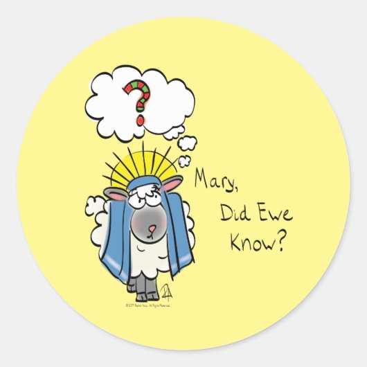 Grappig Christelijke kerststaartschapenkap-Cartoon Ronde Sticker (Voorkant)