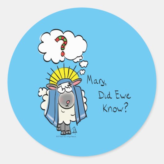 Grappig Christelijke kerststaartschapenkap-Cartoon Ronde Sticker (Voorkant)