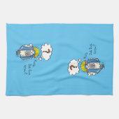 Grappig Christelijke kerststaartschapenkap-Cartoon Theedoek (Horizontaal)