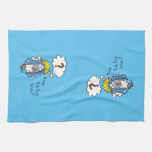 Grappig Christelijke kerststaartschapenkap-Cartoon Theedoek (Horizontaal)