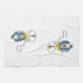 Grappig Christelijke kerststaartschapenkap-Cartoon Theedoek (Horizontaal)