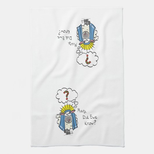 Grappig Christelijke kerststaartschapenkap-Cartoon Theedoek (Verticaal)