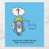 Grappig Christelijke kerststaartschapenkap-Cartoon Wijn Etiket (Enkel label)