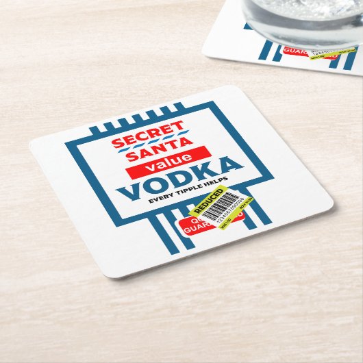 Grappig Christmas Wodka label Kartonnen Onderzetters (Schuin)