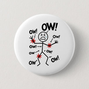 Grappig Chronisch Pijn Bewustzijn Ow Stick Figuur Ronde Button 5,7 Cm