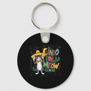 Grappig Cinco De Mayo Cat Sombrero Poncho Party Vr Sleutelhanger