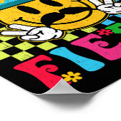Grappig Cinco De Mayo Checkered Let's Fiesta Smile Poster (Hoek)