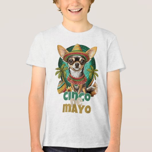 Grappig Cinco De Mayo Dog Design Schattige Chihuah Tri-Blend Shirt (Voorkant)