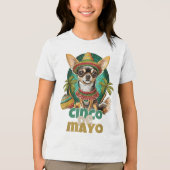 Grappig Cinco De Mayo Dog Design Schattige Chihuah Tri-Blend Shirt (Voorkant)