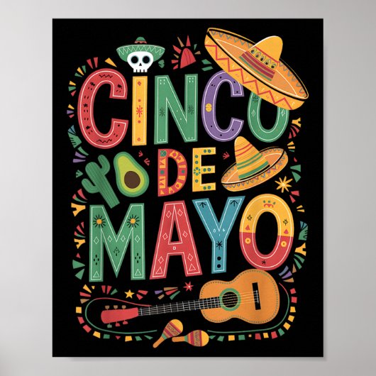 Grappig Cinco De Mayo Fiesta Mexicaanse partij 5 D Poster (Voorkant)