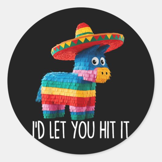 Grappig Cinco De Mayo Grappig Pinata Sombrero Pet Ronde Sticker (Voorkant)