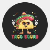 Grappig Cinco De Mayo Grappig Taco Squad Sombrero  Ronde Sticker (Voorkant)